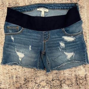 Denim Maternity Shorts, Under the Belly Shorts, Jessica Simpson Maternity